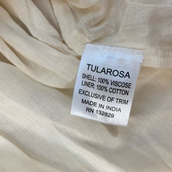 Tularosa Revolve Huxley Top Cream Tassels ties Gauze Crochet Flutter Sleeve - Picture 12 of 15